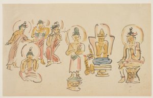 (Caricatures du temple Asakusa Kannon A), vers 1900