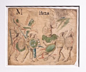Codex Lienzo de Tlaxcala / Combat entre guerriers (manuscrit)