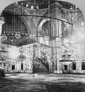 Intérieur, mosquée de Muhammad Ali, Le Caire, Égypte, 1899