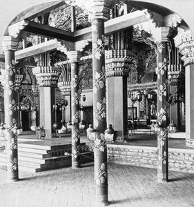 La salle du durbar Mahratta, Palais de la Princesse de Tanjore, Tanjore Thanjavur, Inde, 1901