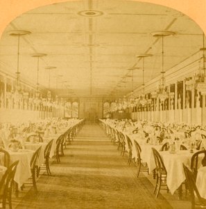 Salle à manger, Grand Union Hotel, Saratoga, plus grande salle à manger du monde, 1882 - B. W. Kilburn