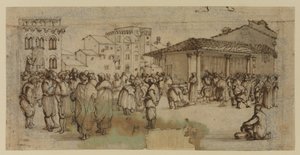 Place du marché à Florence, avec personnages - Baccio del Bianco