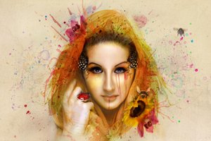 Portrait fantastique aux couleurs vives