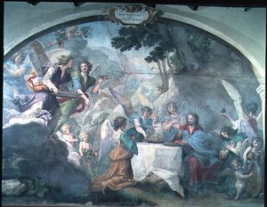 Le Christ servi par les anges - Baldassare  Franceschini