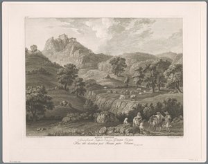 Vue sur Roccagiovine (Suite de VI vues des Environs de Rome) - Balthasar Anton Dunker