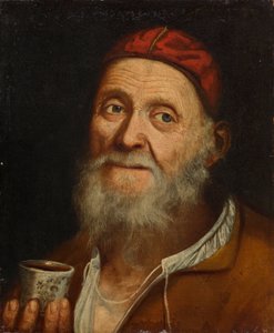 Vieil homme avec une tasse de café - Balthasar Denner