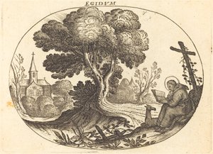 Saint Egidius et une biche - Balthasar Moncornet