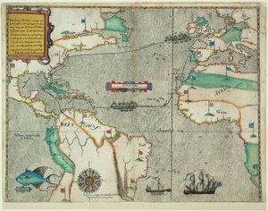 Le célèbre voyage aux Antilles effectué par la flotte anglaise de 23 navires et barques - Baptista Boazio