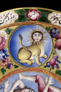Bol avec couvercle, soucoupe et cuillère avec décoration astrologique, début du 19ème siècle