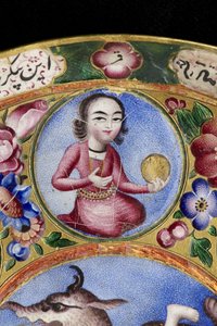 Bol avec couvercle, soucoupe et cuillère avec décoration astrologique, début du 19ème siècle - Baqir