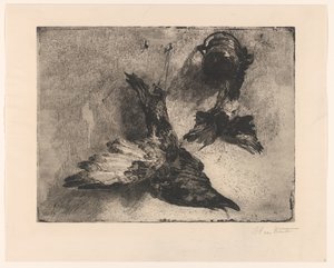 Deux oiseaux morts suspendus - Barbara Elisabeth van Houten (signed by artist)