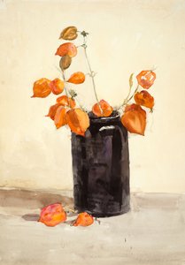 Fleurs dans un vase noir
