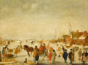 Profiter de la glace - Barend Avercamp