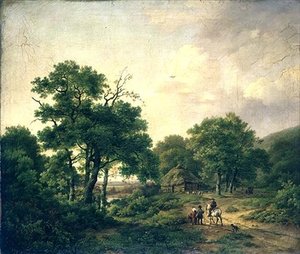 Paysage boisé avec figures