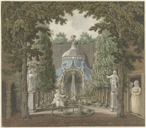 Scène de théâtre dans un jardin de ville