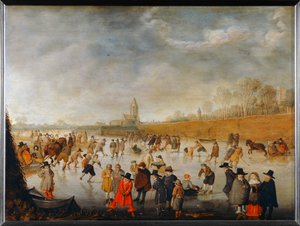 Scène de patinage à Kampen - Ice-scating at Kampen ... - Barent Avercamp