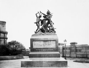 Monument du massacre de Fort Dearborn à Calumet Street et 18th Avenue, Chicago, Illinois, USA, c.1900