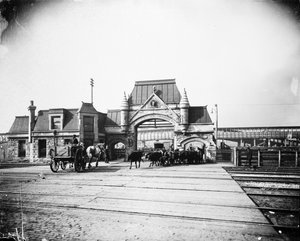 Porte des Union Stock Yards sur Exchange Avenue, Chicago, Illinois, USA, c.1905 (photo n/b)