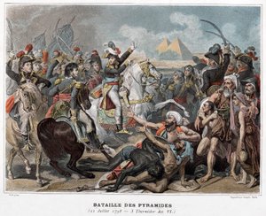 Bataille des Pyramides : Napoléon Bonaparte en Egypte en 1798 (gravure) - Baron Antoine Jean (after) Gros