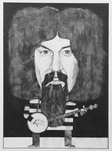 Portrait de Billy Connolly, illustration pour The Listener, 1970s
