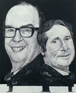 Portrait de Morecambe et Wise, illustration pour The Listener, 1970s