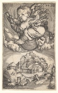 Génie sur un globe flottant dans les airs, milieu du 17ème siècle - Barthel Beham