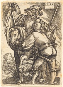 Porte-étendard à cheval et fantassin