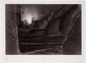 Vue prise dans les mines de Wieliczka, Pologne, 20 mars 1840, gravée par Sabatier