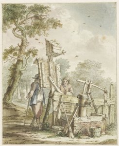 Paysage avec deux hommes près d