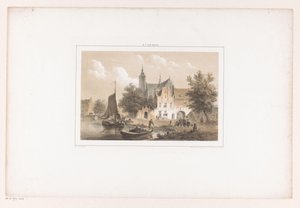 Vue de la ville avec rivière et église
