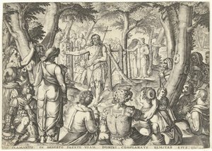 Jean-Baptiste prêchant devant un groupe de personnes