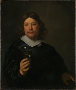 Norvégien Bokmål :  Mann med rhinskvinglass Homme tenant un verre de vin - Bartholomeus van der Helst