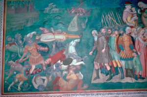 Fresque des Israélites traversant la mer Rouge, 14ème siècle