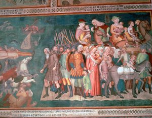Fresque des Israélites traversant la mer Rouge, 14ème siècle