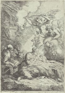 Naissance du Christ avec des anges - Bartolomeo Biscaino