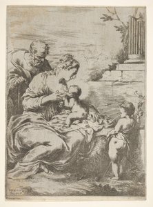 La Sainte Famille avec le petit Saint Jean-Baptiste à droite - Bartolomeo Biscaino