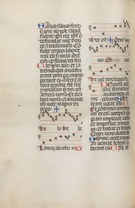 Missale: Fol. 121v: contient de la musique pour Hely Hely Lama etc. dans la Passion de Saint Mattion, 1469 - Bartolomeo Caporali