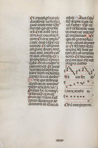 Missale : Fol. 128v : contient la musique pour Hely Hely Lama etc. dans la Passion de Saint Matthieu, 1469 - Bartolomeo Caporali