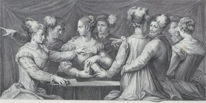 Un groupe de personnes élégamment vêtues jouant aux cartes, 1740-68 - Bartolomeo Crivellari