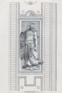 Planche 15 : figure mythologique portant un casque et tenant un bouclier