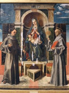 Madone et Enfant en trône entre Saint François et Saint Bernardin de Sienne, c.1490 - Bartolomeo Montagna