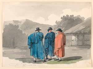 Un groupe de trois paysans dans un village - Bartolomeo Pinelli