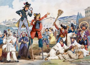 Carnaval à Rome, par Bartolomeo Pinelli (1781-1835), Italie
