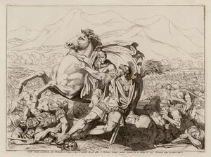 Mort de Lucius Aemilius Paullus à la bataille de Cannae, 216 av. J.-C. (gravure) - Bartolomeo Pinelli