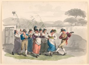 Dessin, "Saltarello Romano", Danse des paysans dans les environs de Rome, 1807-08 - Bartolomeo Pinelli