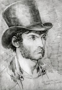 Portrait masculin (Véritable Romain), dessin de Bartolomeo Pinelli (1781-1835)