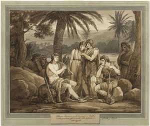 Télémaque joue et chante pour les bergers en Égypte, du livre Les Aventures de Télémaque, Livre 2 - Bartolomeo Pinelli