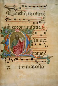 Initiale illuminée avec la figure de Saint Paul (Corale 8, vers 163), pour le livre de chœur 8 de Santa Maria degli Angeli
