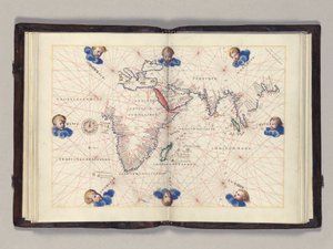 Fos. 11v-12r Carte 3 : Océan Indien, atlas portulan du monde, Venise, vers 1542-46