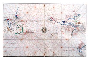 Carte de navigation montrant la Chine, Ceylan et les Philippines et les tropiques du Cancer et du Capricorne, vers 1540 - Battista Agnese